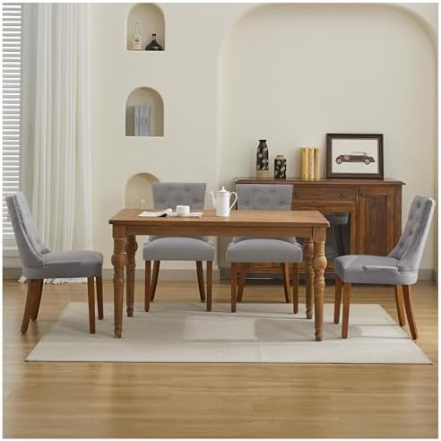 Dining Chairs Set of 4, Modern Kitchen Chairs with Back, Light Grey