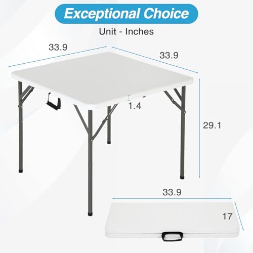 FDW | 34" Folding Table | White | Portable Plastic Table