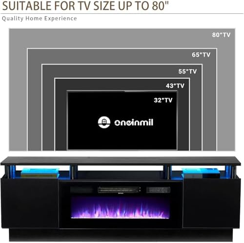oneinmil Fireplace TV Stand with 36” Electric Fireplace, 2 Tier TV Console St...