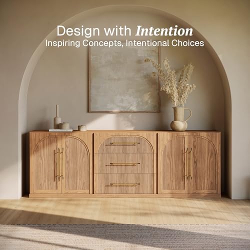 BELLEZE Jagger 3-Piece Modular Sideboard Buffet Cabinet - Camel