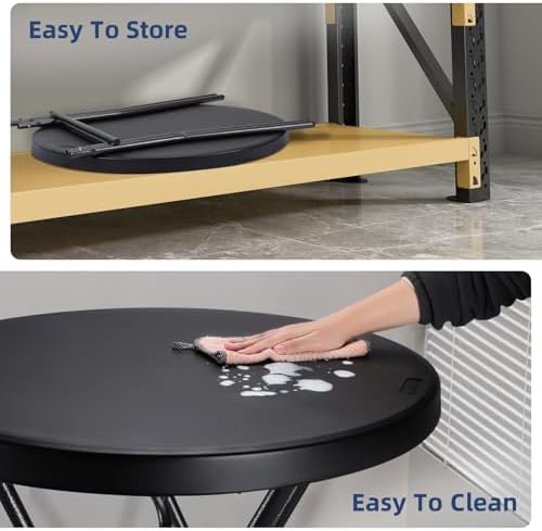Byliable 28in Folding Cocktail Table, Round Bar Height Table, Black 2-Pack | ...