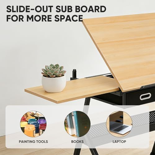 Magshion Drafting Table for Adults w/Stool, Natural