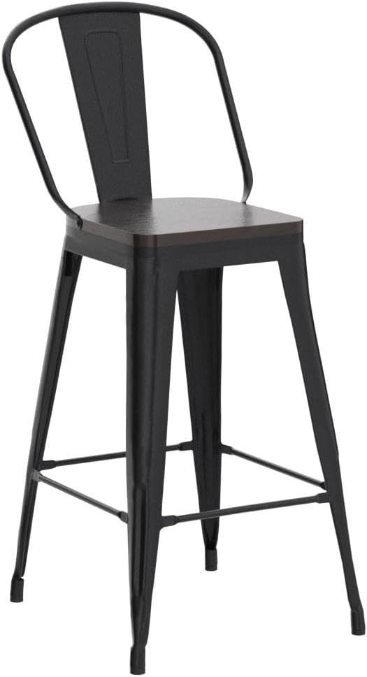 30" Swivel Bar Stools Set of 4 Metal Bar Height Stools with Back