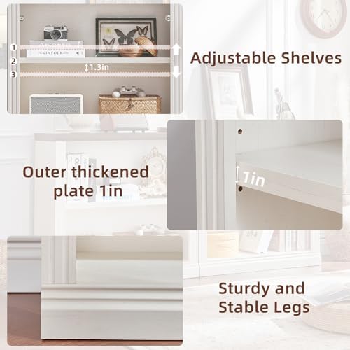 RWYHG 30" White Small Bookcase, 2 Tier Farmhouse Wooden Short Book Shelf