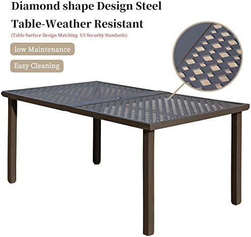 Domi 7 Pieces Patio Dining Sets All-Weather Metal Outdoor Modern Dining Sets ...
