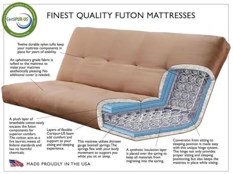 Kodiak Tucson Queen Futon Frame and Mattress Set - Wood Futon with Mattress I...