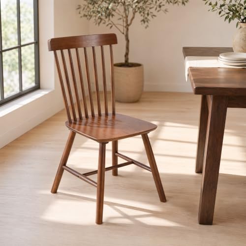 Windsor Dining Chairs Set of 6, Spindle Back Wooden Chairs