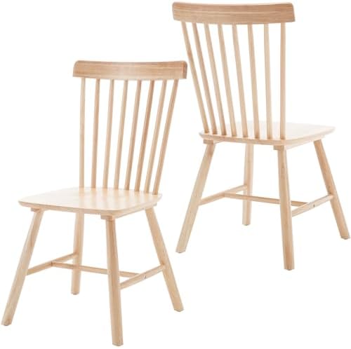 Windsor Dining Chairs Set of 2, Spindle Back Wooden Chairs