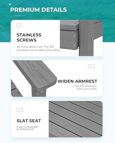 SERWALL 5 Pcs HDPE Patio Dining Set, Outdoor Dining Set for 4, Gray
