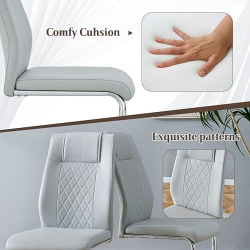 Dining Chairs Set 6, Armless Light Gray Kitchen Chairs,Waterproof Faux Leathe...