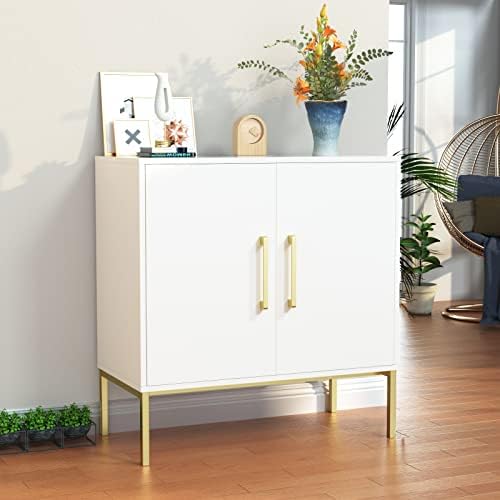 JOZZBY Buffet Sideboard Cabinet with Storage and Adjustable Shelves, White丨Mo...