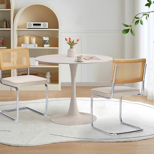 31.5" Small Round Kitchen Table Set for 2 with Velvet Upholstered Chairs
