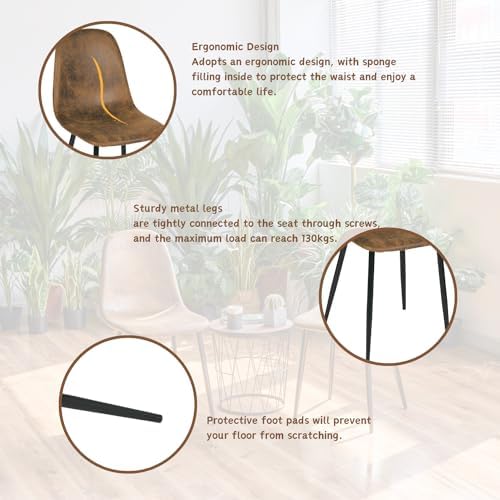 Homy Casa Dining Chairs Set of 4 Modern Style Mid Century Chair for Kitchen D...