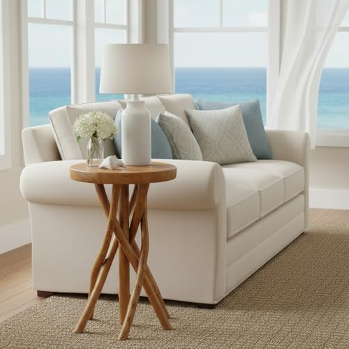WELLAND Solid Teak End Table, Stick Leg Accent Table, 16" L x 16" W...