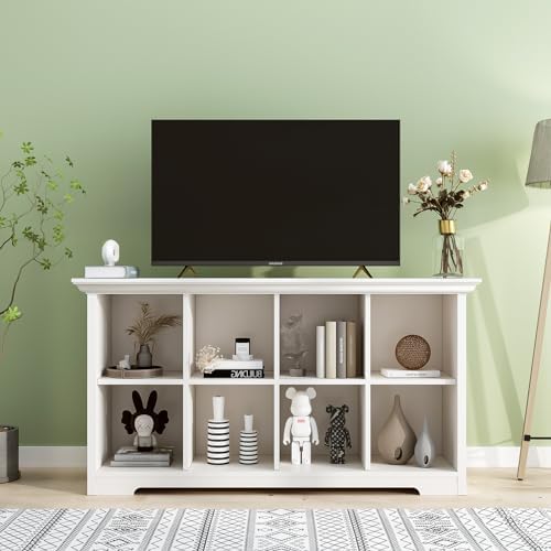 OSCHF 8-Cube Open Bookcase with Base, 2-Tier Low Cabinet, White