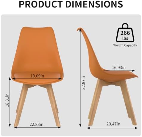 Dining Chairs Set of 4, PU Leather Kitchen Chairs,Wood Legs (Orange, 4 PC)