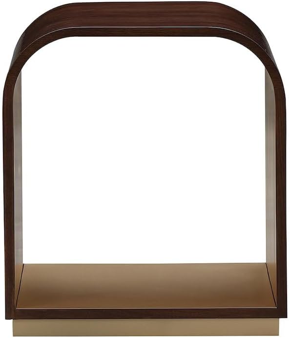 Michael Amini Houston Brown Walnut End Table Solid and Manufactured Wood Birc...