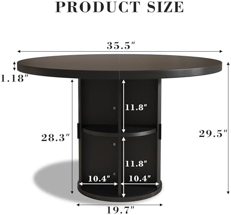 35.5'' Round Pedestal Dining Table, 2-4 Modern Fluted Dining Room Kit...