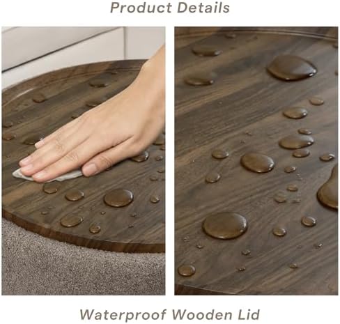 29.5 Inch Round Storage Ottoman Coffee Table, Brown Teddy | Modern Circle Cof...