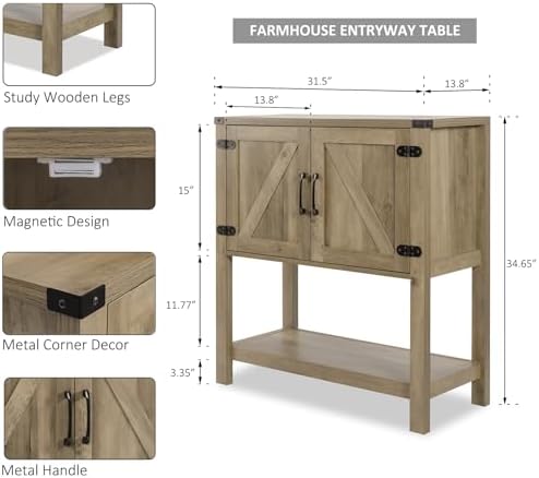 Mufico Sofa Table Console Table,Coffee Bar Cabinet,31.5 L x 13.8 D x 34.65 H ...