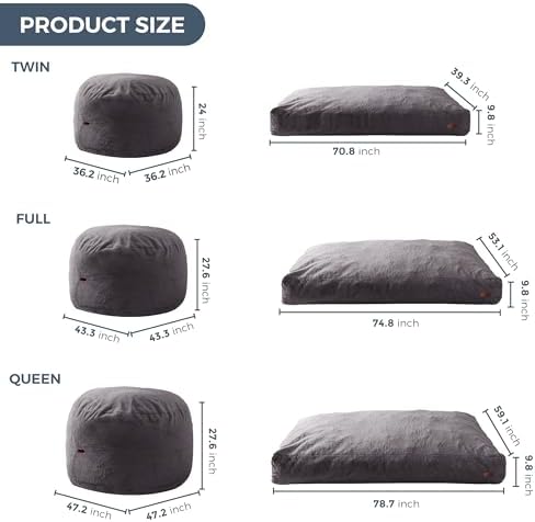 MAXYOYO Giant Bean Bag Chair for Adults, Bean Bag Converts to Floor Sofa | La...