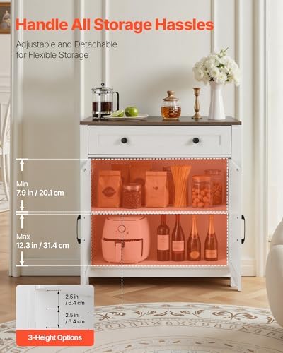 VEVOR Buffet Cabinet, Farmhouse Sideboard Cabinet with Drawer, 30" Coffe...