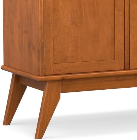 SIMPLIHOME Draper 50" Wide Solid Wood 3-Door Buffet in Teak Brown