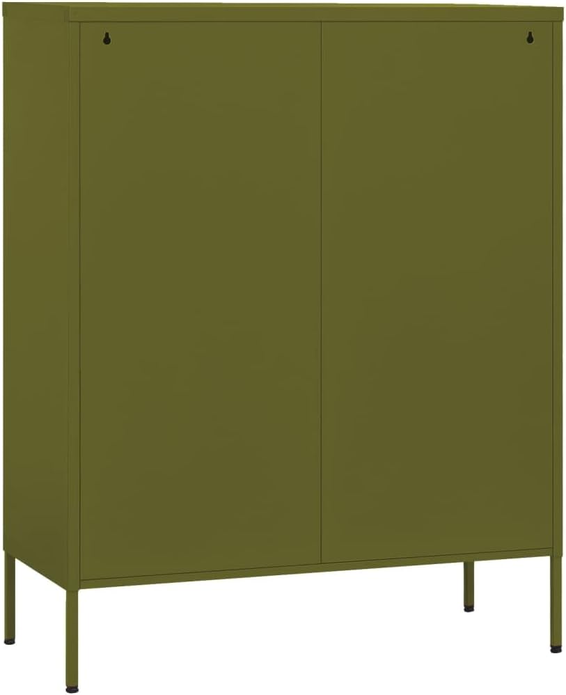 Olive Green Steel Storage Cabinet 13.8"x31.5"x40" Modern 4-Doo...
