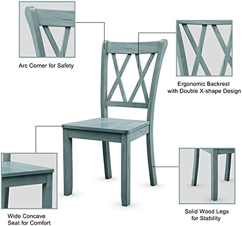 GIANTEX Set of 2 Dining Chairs, Rubber Wood Dining Room Chair, Farmhouse Dini...