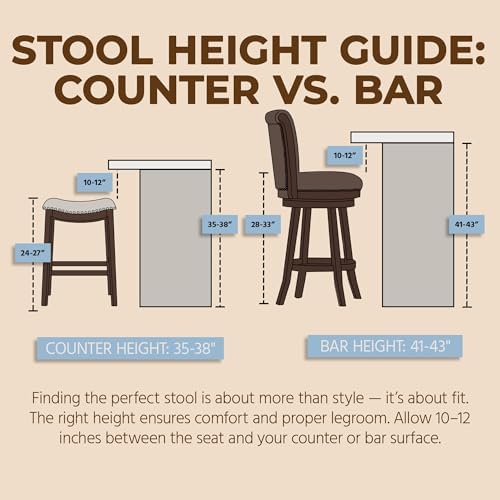 ROME + OAK Parker 26-Inch Backless Counter Stool, Backless Saddle Kitchen Sto...