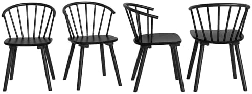 LUE BONA Black Dining Chairs Set of 4, Farmhouse Wood Dining Chairs with Semi...