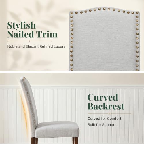 Upholstered Dining Chair Set of 4, Farmhouse Fabric Kitchen Chair | Modern, P...