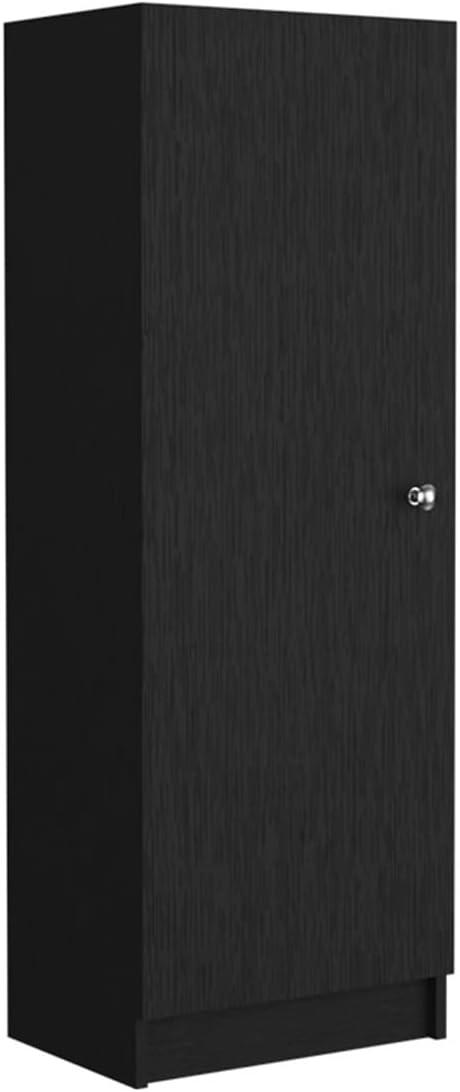 Kitchen Pantry 47" H, One Door Cabinet, Four Interior Shelves, Black ,f...