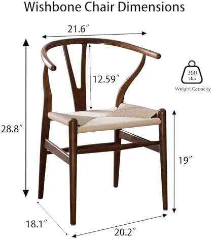 Polynices Wishbone Chairs Set of 2, Rattan Dining Chairs (Walnut)