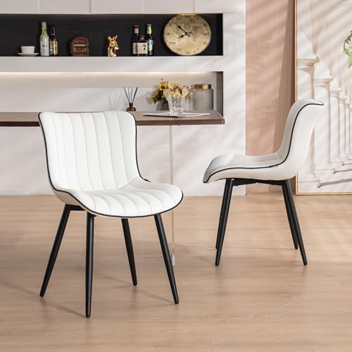 YOUNUOKE Dining Chairs Set of 2 Mid-Century Modern Kitchen Chairs White