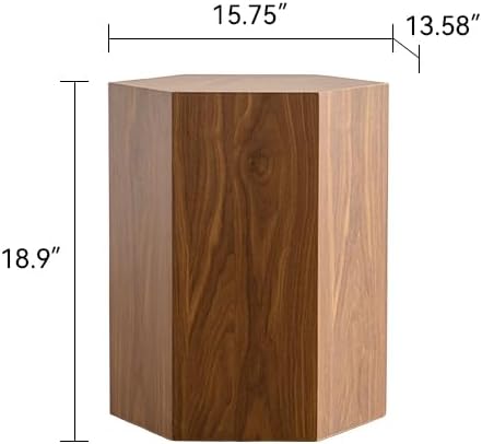 15.75'' Hexagon Side Table End Table for Living Room, Wood Grain, No ...