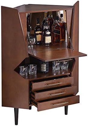 SEI FURNITURE Larson Corner Storage Bar Cabinet, brown.