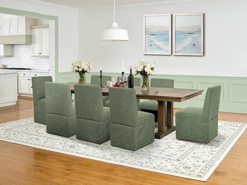 RNKSFX Modern Green Upholstered Dining Chairs Set of 6, Kitchen & Dining ...