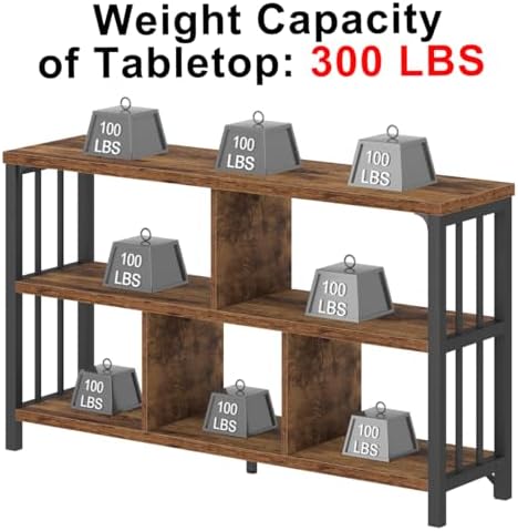 IBF Low Book Shelf, Industrial Horizontal Bookcase, Rustic Brown, 47 Inch