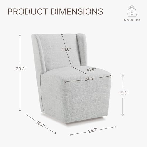KISLOT Upholstered Dining Chairs Set of 4 with Casters, Light Grey