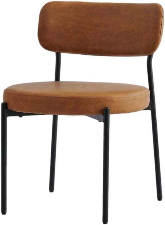Mid-Century Modern Dining Chairs Set of 4, Brown Matte Faux Leather Kitchen C...