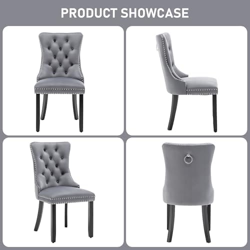 Velvet Dining Chairs, Gray Dining Chairs Set of 2