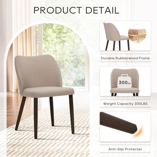 COLAMY Upholstered Dining Chairs Set of 6, Modern Fabric Dining Room Kitchen ...