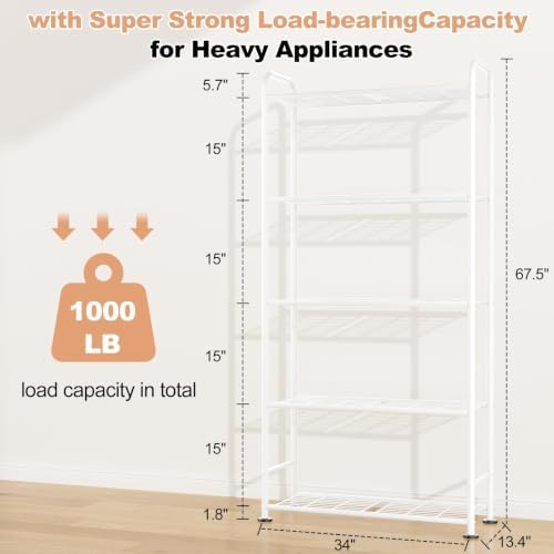 VTRIN Storage Shelves, 5 Tier Garage Shelving with Leveling Feet, Sturdy Meta...
