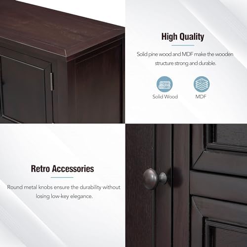 Knocbel Vintage Wood Console Table Buffet Sideboard with 4 Storage Drawers, 2...