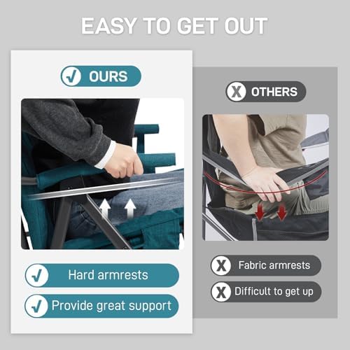 EVER ADVANCED Oversized Folding Rocking Camping Chair, Padded Portable Rocker...