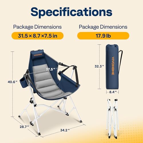 VIVOHOME Reclining Hammock Camping Chair, Portable Rocker Chair for Outdoor |...