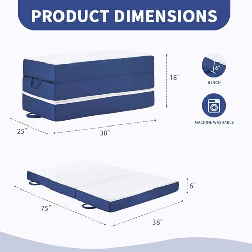 CYMULA Folding Mattress Twin, 6 Inch Memory Foam Tri-Fold Floor Bed and Futon...