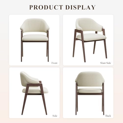 MALOL Wooden Dining Chairs Set of 4, Modern Fabric Upholstered Dining Room Ch...