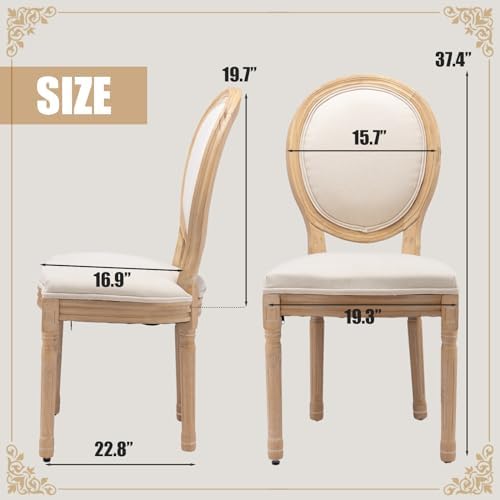 SoarFlash French Dining Chairs Set of 2, Vantage Dining Chair with Round Back...